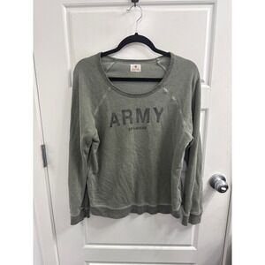 Sundry Womens Army of Lovers Sweatshirt Green Raglan Scoop Neck Pullover Size 2